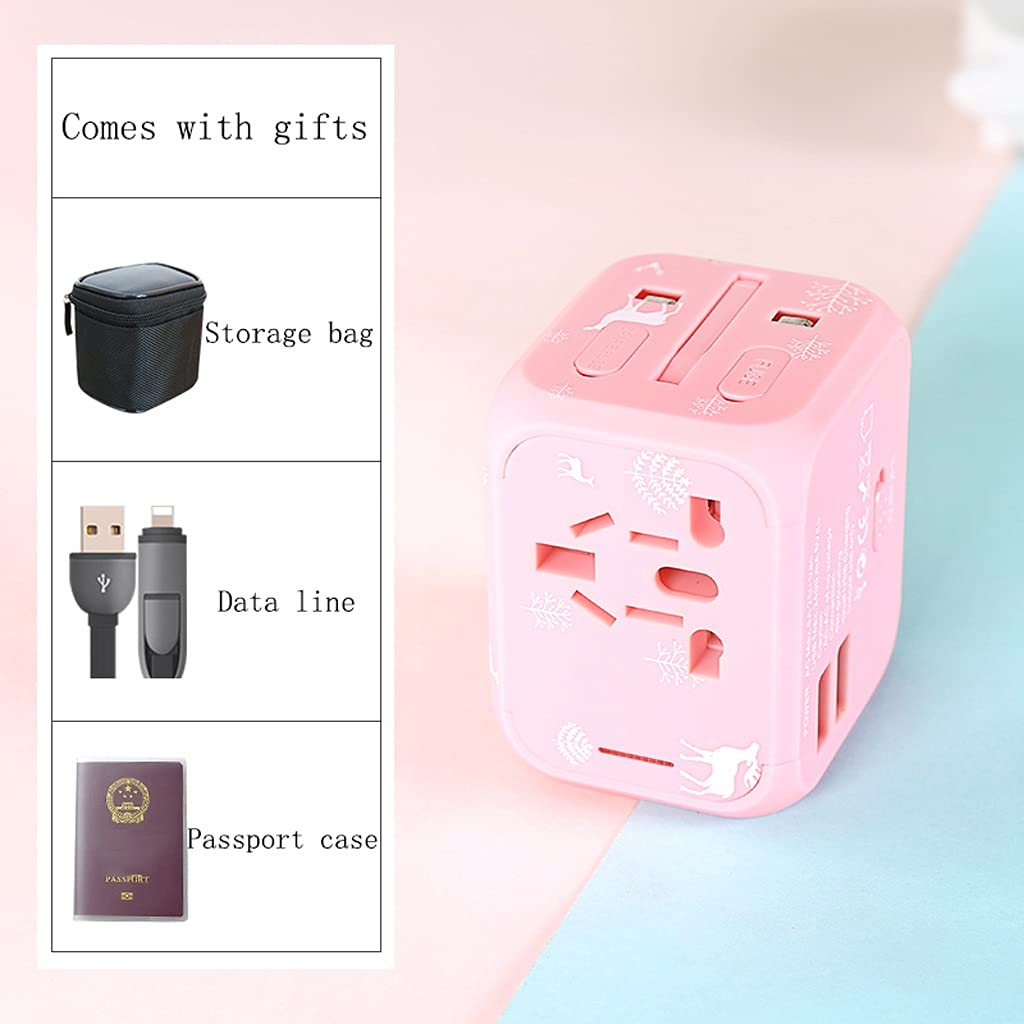 Convertidor Internacional Plug, 3 USB Trabajo Universal de Puertos for 224 países, Adaptador Universal Mundial de 100-240 voltios. (Color : B, tamaño : 6.5 * 5.5 * 5.6cm)
