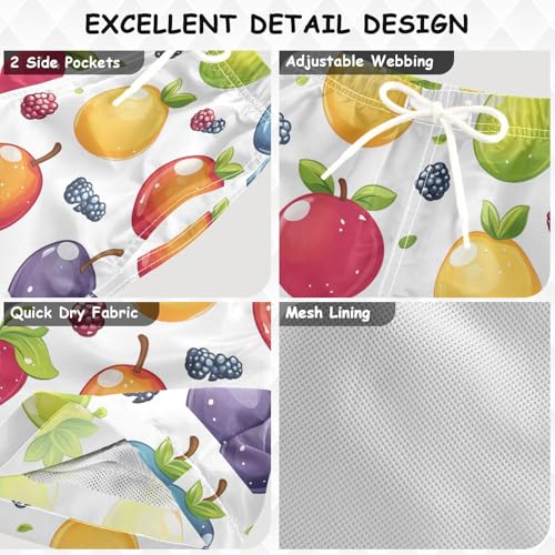 Pigsaly Boys' Swim Board Shorts Cute Peach Blueberry Pear Mango Gummy Jelly Candy Boy's Swim Trunks Kids Swimwear S3