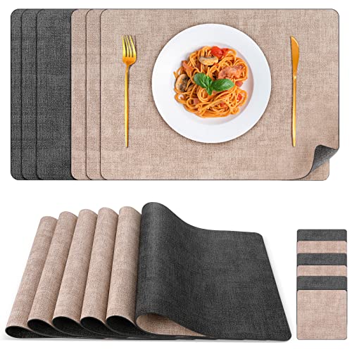 Manteles Individuales da PU, YMERSEN Mantel Individual Juego de 6, Lavable Antideslizante Resistente al Calor, Fácil de Limpiar, 43x30 cm