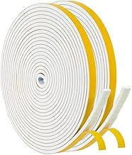 Draught Excluder Tape for Doors Windows, 6mm(W) x3mm(T)/20m Self-Adhesive Weather Stripping Anti-Collision Rubber Foam Sealing Tape, Rubber Sound Insulation Draught Stopper White
