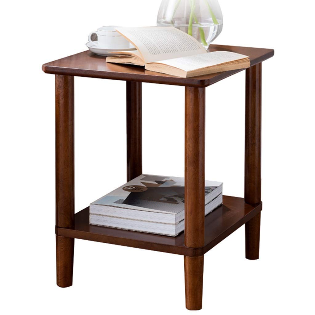 Table de chevet en bois massif et bout de canapé carré noyer