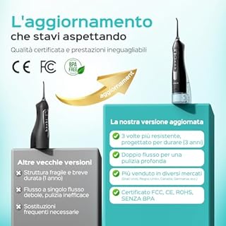 COSLUS C20 Idropulsore Dentale Portatile Senza Fili, 300 ML Irrigatore Idropulsore Ricaricabile Foppio Flusso Impermeabile IPX7 Water Orale Flosser Pulizia Denti Ideale per Viaggi a Casa Nero
