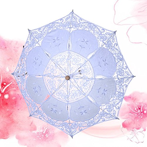 Guarda-chuva de renda branco para casamento com parassol da Luoem, guarda-chuva para noiva, guarda-c