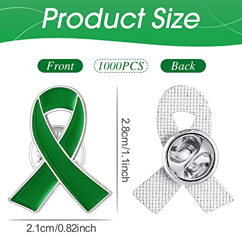 Mental Health Awareness Ribbon Lapel Pin Green Ribbon Mental Pins Liver Cancer Kidney Disease Awareness Brooch With Individual Packed For Public Charity Fundraiser Events Supplies Gifts (1000 Pieces) #TOP1