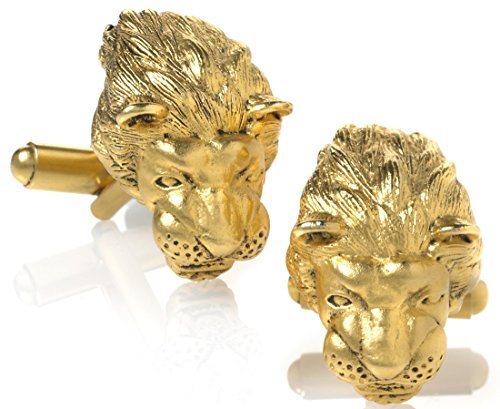 MANUFACTURED IN USA - Father s Day Lion Head Cufflinks, 3 Dimensions, From Our Museum Store Collection