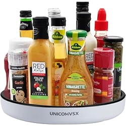 UNICOMVSX Especiero Giratorio, Organizador de Tocadiscos Lazy Susan 30cm, Cocina Especias Organizador, Cocina Giratorio Estante para condimentos para Cocina Botellas, Cosmético, Armario, Baño-Negro