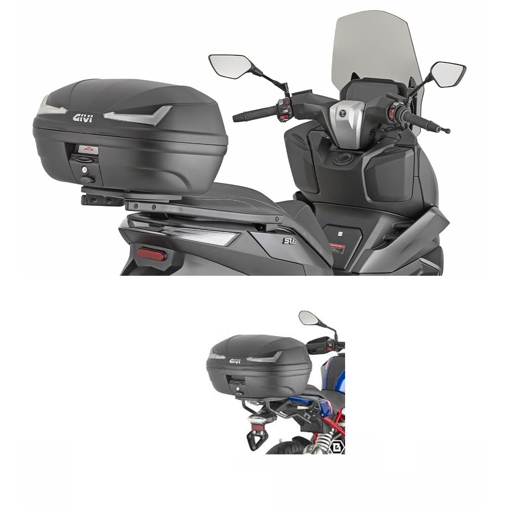 Compatible avec 1450 Electra Glide Ultra Classic EFI Coffre TOPCASE Moto Scooter Valise MONOLOCK 45L Noir avec Plaque ET KIT DE Fixation sur Votre Porte-Bagages