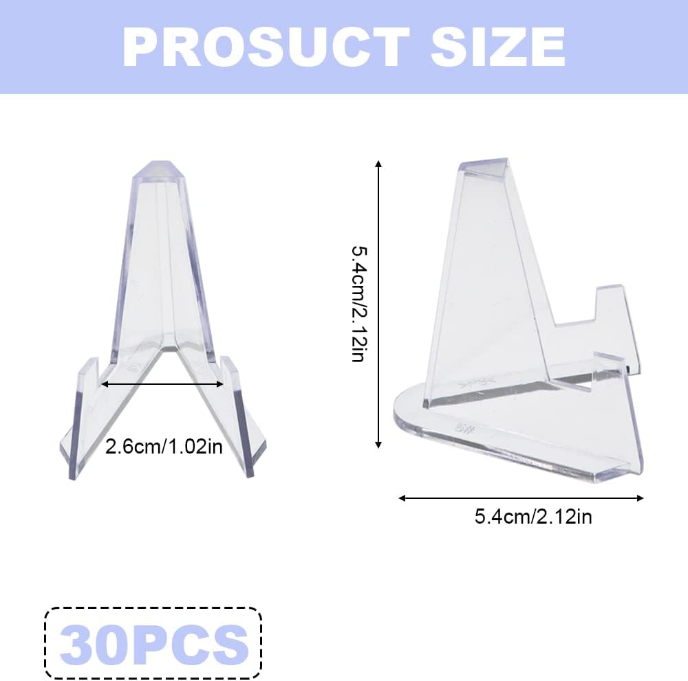 30 Pcs 5.4 cm Mini Clear Coin Display Stand, Small Acrylic Easel Stands
