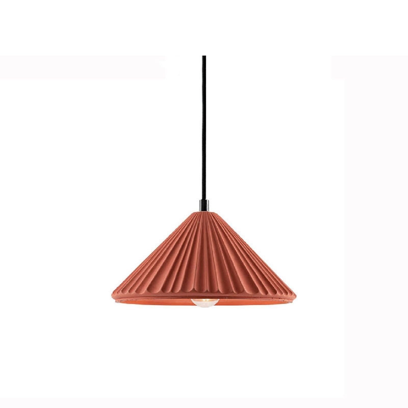 PLQWUJD Exquisite Chandelier Ceiling Light Fixture Cement Close to Ceiling Light E27 Ceiling Lamp Pendant Lighting Pleated Shade Chandelier w/Concrete Cone(Orange,14x25cm)