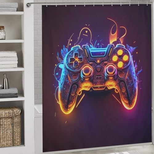 Rideau de douche rideaux douche lavable imperméable polyester 183x183cm gamer