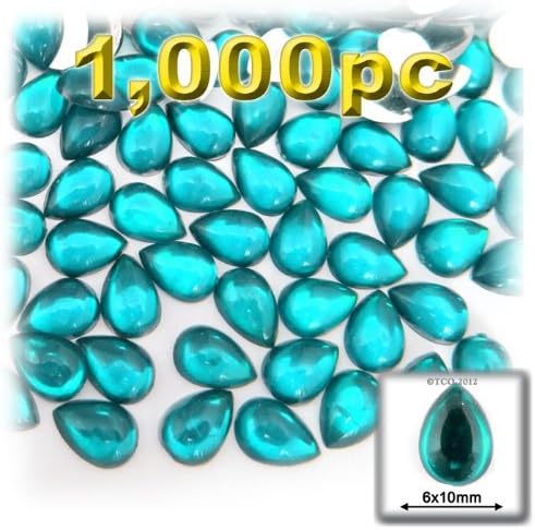 The Crafts Outlet 1000-Piece Acrylic Flatback Cabochons Teardrop Beads, 6 by 10mm, Purple Amethyst