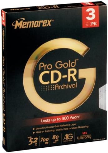 Memorex 80 min./700MB 52x Pro Gold Archival CDR (3-Pack) (Discontinued by Manufacturer)