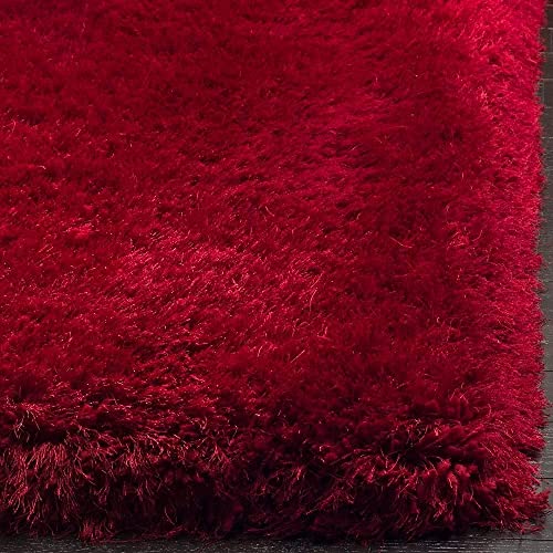 Image of A R Creations Anti Slip Fluffy Fur Plain Area Rug Made with Polyester and Microfiber for Home Office Kitchen Living Room Bedroom and DiningHall (5x7 Feet, Red