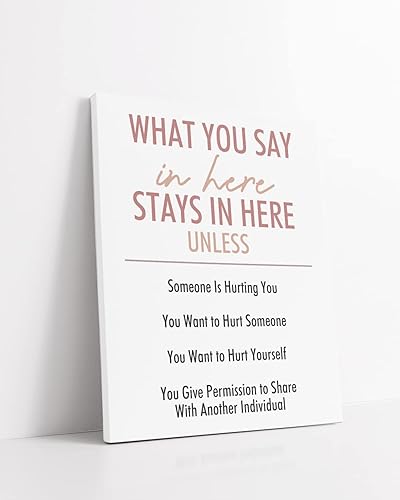 Miniatura 9 de Govivo What You Say In Here Stays In Here - Decoración de pared para oficina de terapia - Decoración de pared de atención plena - Oficina de