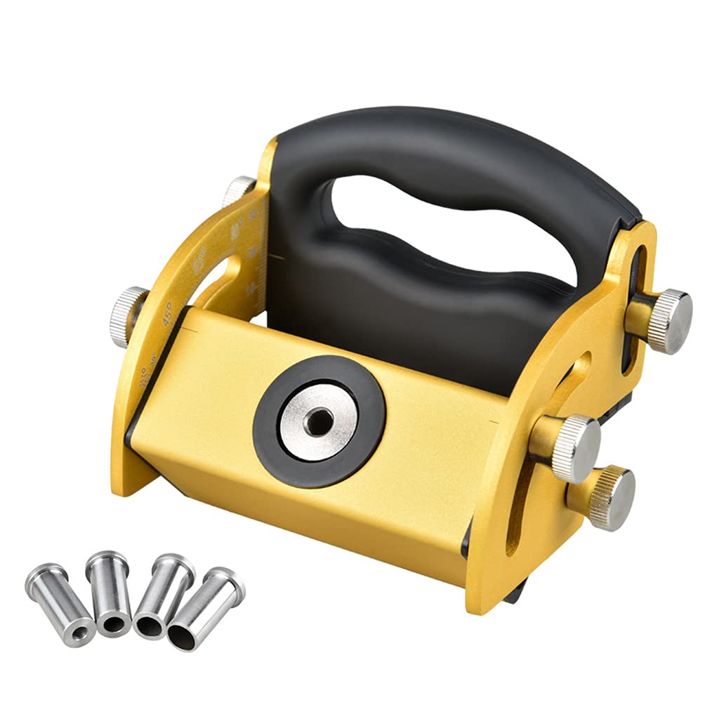 Buxuaaaa Yellow Drilling Guide Woodworking Tool Puncher Positioner Oblique Hole Locator 0°90° Adjustable M8 M10 For Carpentry