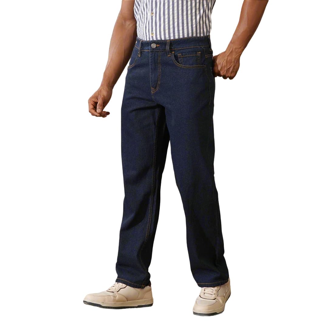 wrogn Men's Cotton Lycra Jeans | Dark Blue Clean Wash | Anti Fit-picture-26