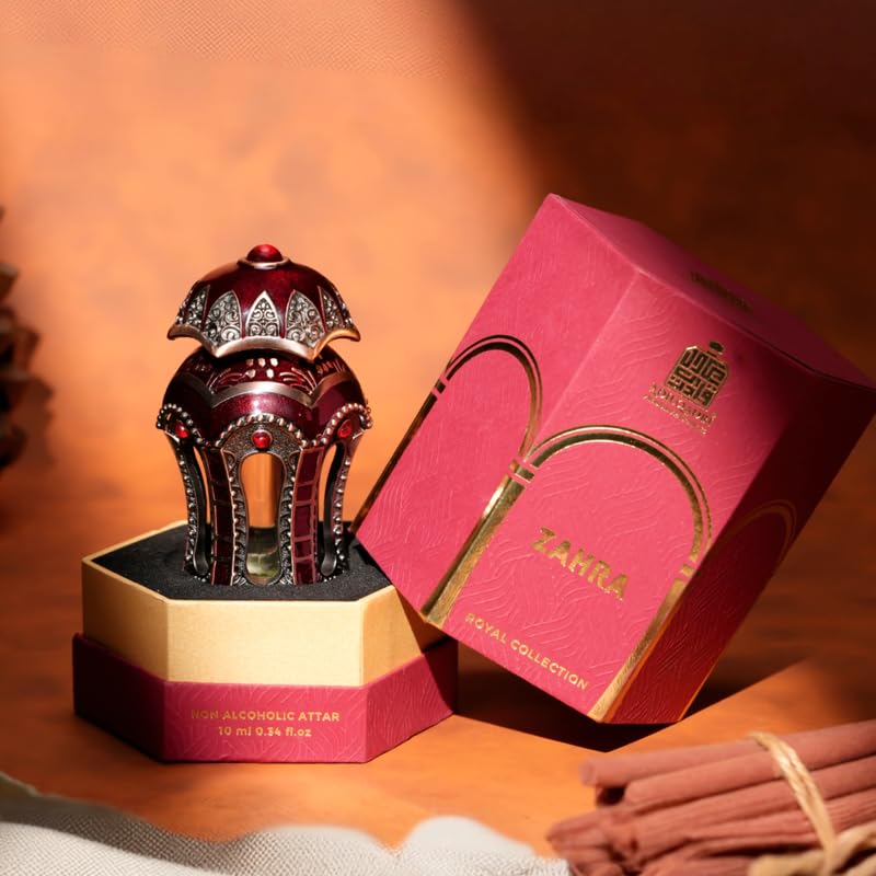 Image of Adilqadri Zahra Royal Attar for Men & Women - Non-Alcoholic attar | Citrus, Floral & Woody Blend | Rose, Patchouli, Sandalwood, Musk, Amber & Vanilla Notes | Long-Lasting Attar | 10ml