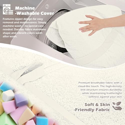 Image of 4FT Bean Bag Chair 4'Big Bean Bag Chairs with Adults, Large Beanbag Chair | Bean bag Lounger with Machine Washable Cover Luxurious Velvet Fabric, Comfy Chairs for Living Room, Bedroom, Dorm, Beige