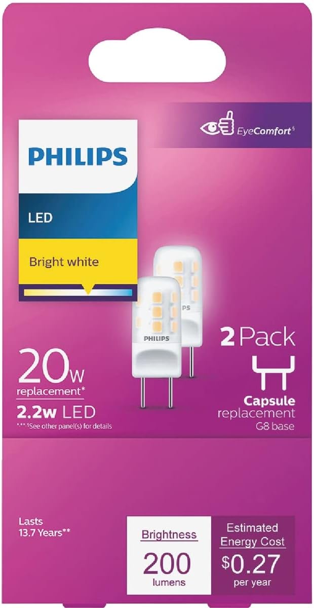 Philips 20W Equivalent T4 G8 Bi-Pin Base LED Special Purpose Light Bulb (2-Pack) - 1 Each