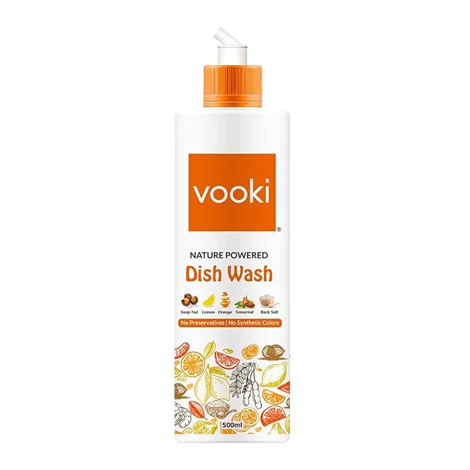 Vooki Nature Powered Natural Dish Wash Gel, No Preservatives, No Synthetic Colors - 500 ml (Pack of 1)