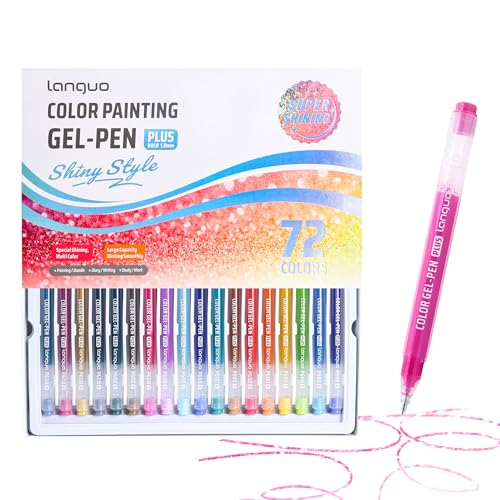 languo Glitter Gel Pens for Adult Coloring, 72 Colors Special Shining Multi Glitter Gel Pens Colored Set for Drawing, Doodling, Journaling & Creative Art Supplies