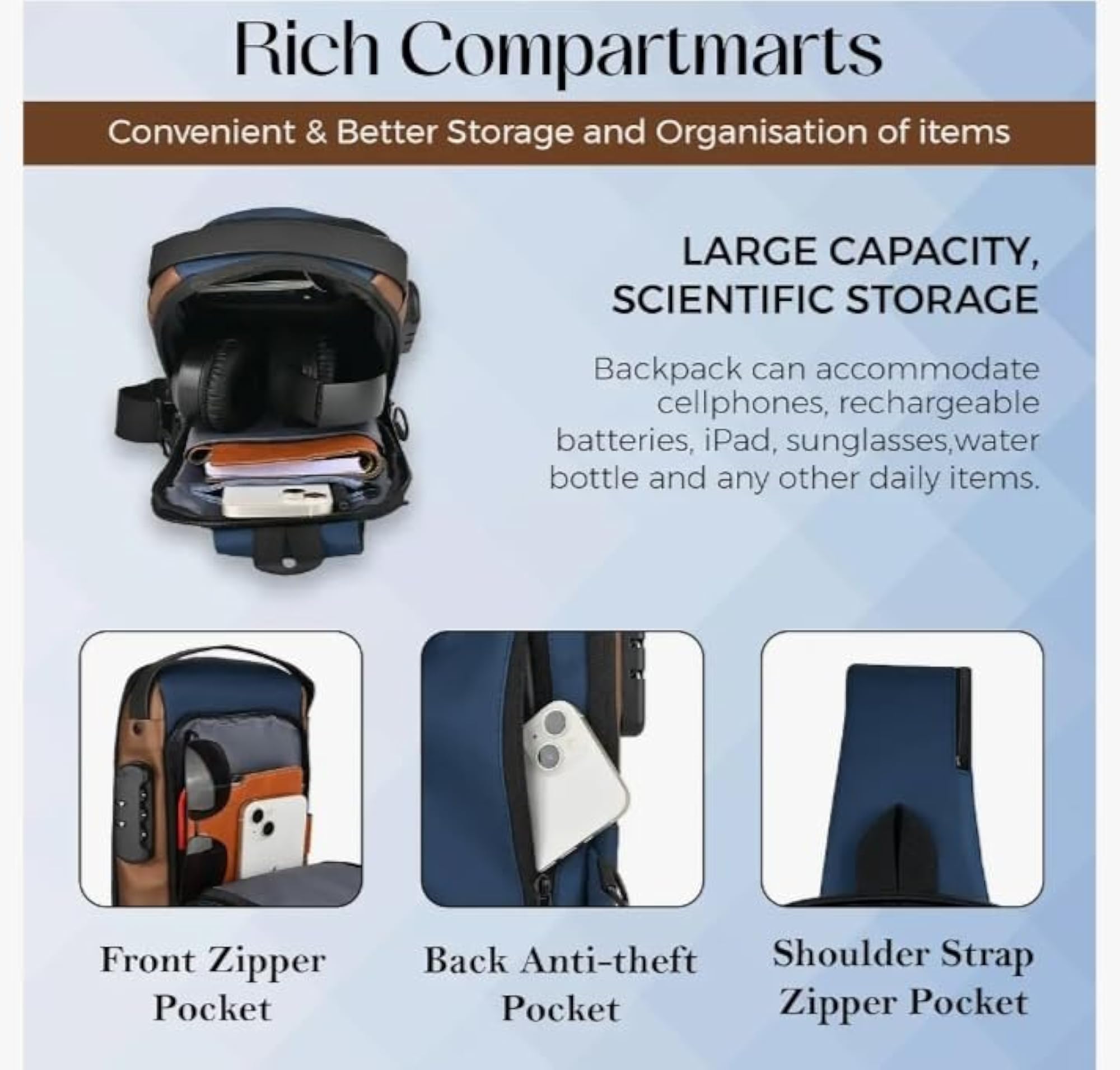 Fashion Sling Bag with USB Charging Port