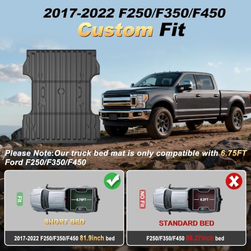 Image of 6.75FT Truck Bed Mat & Tailgate Mats Fit for 2017-2022 Ford F250 F350 F450