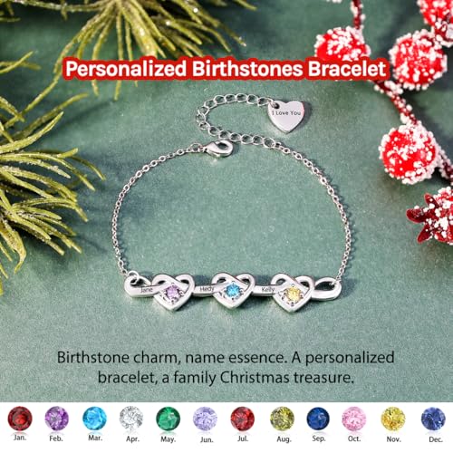 Personalized Name Birthstone Bracelet for Women – Mothers Bracelet with Birthstones, Mothers Day Gifts, Christmas, Birthday Gift for Mom Grandma Wife2