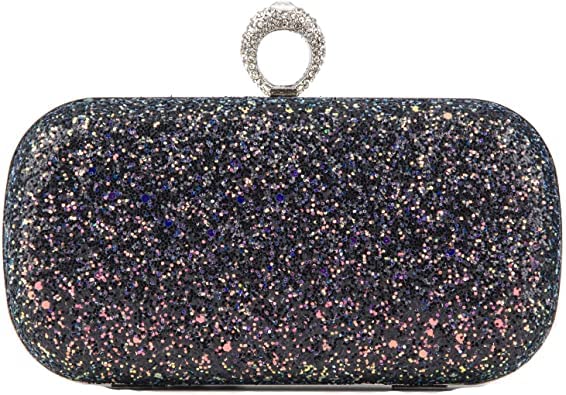 Black Pink Evening Bags Glitter And Clutches for Women Dance Wedding Party With Two Chain Strap