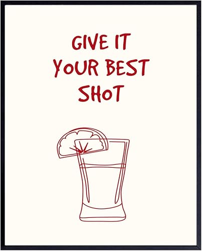 YELLOWBIRD ART & DESIGN Bar Wall Art Funny Sayings - Cute Preppy Trendy Wall Decor - College Dorm Chic Home Decor - Happy Hour Sign Wall Art for