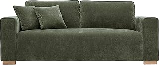 Miliboo - Sofá de 3 plazas de tela con efecto terciopelo, color verde caqui