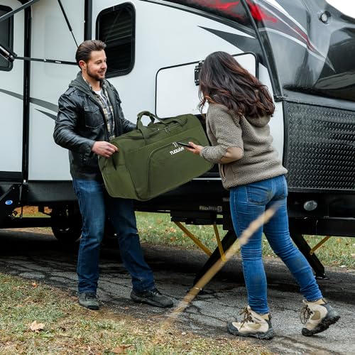 TUGUAN Foldable Duffel Bag with Wheels Extra Large 110L Rolling Travel Duffle Bag with Bungee, 28 inch Packable & Collapsible Carry on Luggage for Storage Traveling Camping, Green2