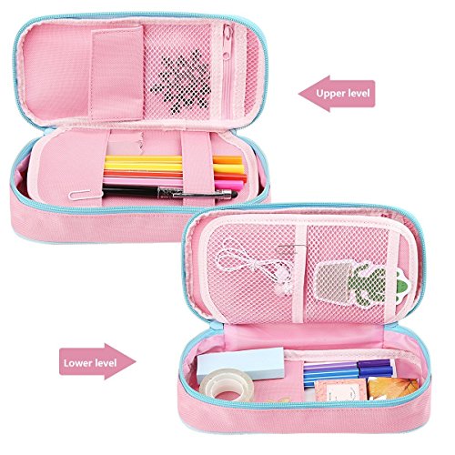 E4Go Pencil Case - Large Capacity Pencil Bag With Zipper And High Grade Oxford Fabric 600D, Multifunctional As Toiletry Makeup Bag For Girls, Pink Color 8.7X4.2X2.2 Inches #TOP2