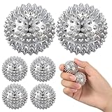 JolliLudo 6 Pcs Magnetic Massage Ball for Adults Spiky Massage Ball for Hand Exercise, Pain Pressure and Stress Relief Christmas Gifts for Stocking Stuffers(Silver)