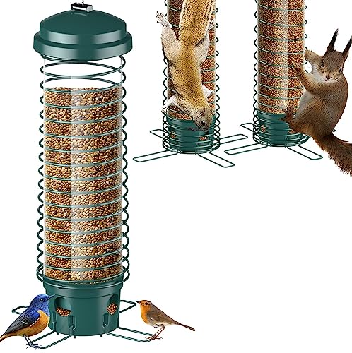 Bird Feeders For Outside, Squirrel Proof Bird Feeders For Outdoors Hanging, Metal Wild Bird Seed Feeders For Bluebird, Cardinal, Finch, Sparrow, Blue Jay, 4 Ports, Chew-Proof, Weather-Resistant #TOP2