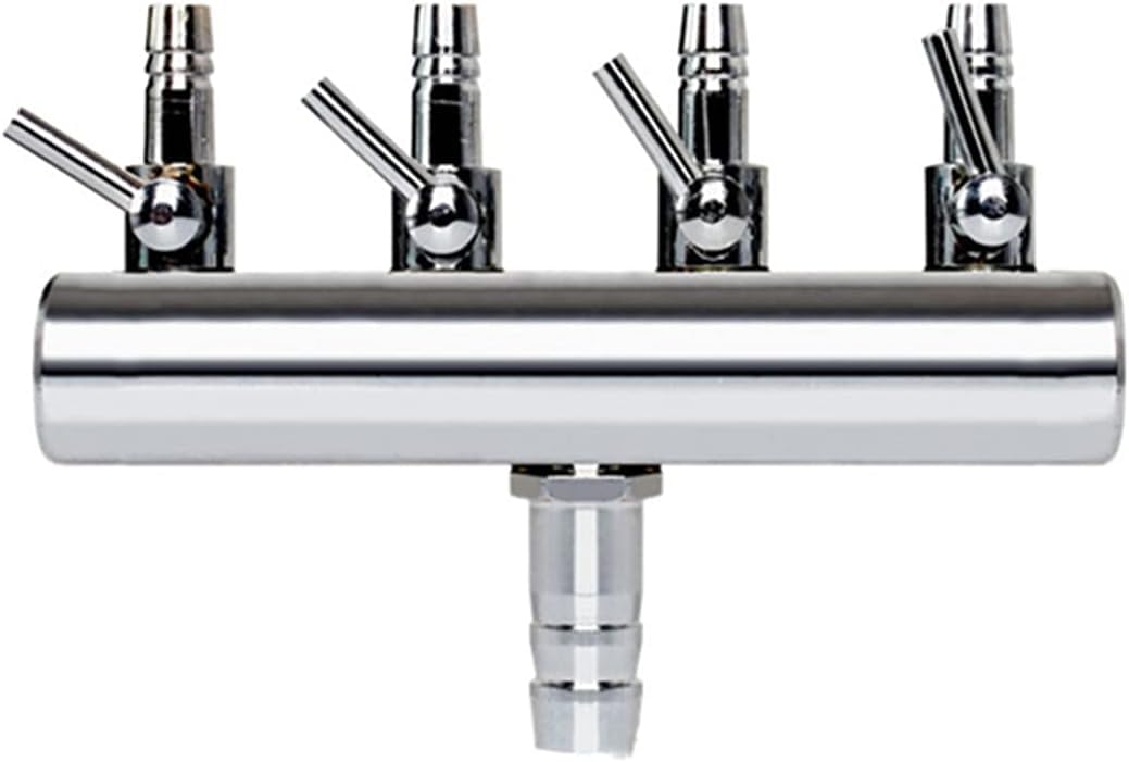 Luftstrom-Kontrollhebelventil 4-Wege – Für Aquarium, Edelstahl, Mit 4/6 Mm Schlauchanschlüssen