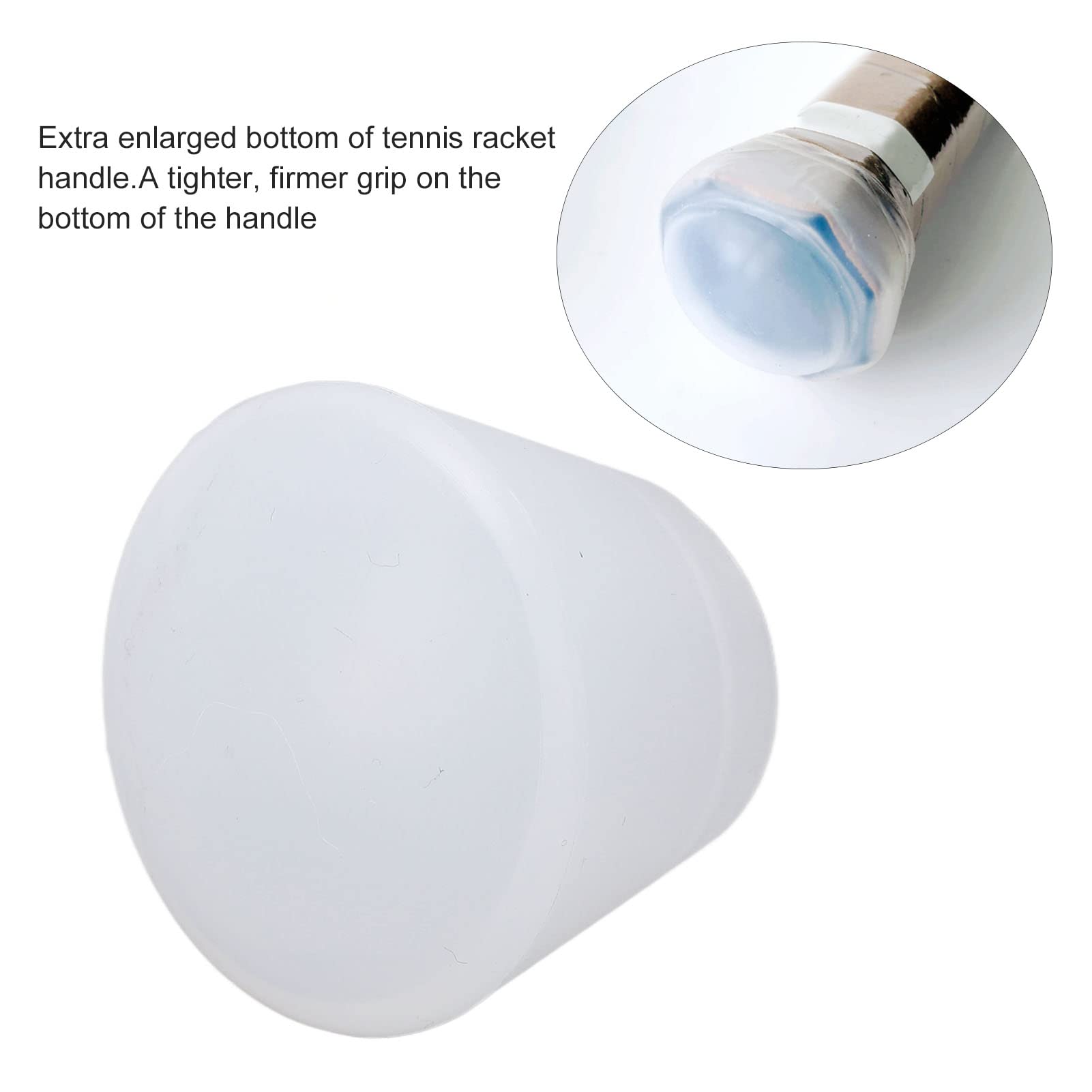 Tennis Racket Silicone Case Shockproof Power Cap Transparent White