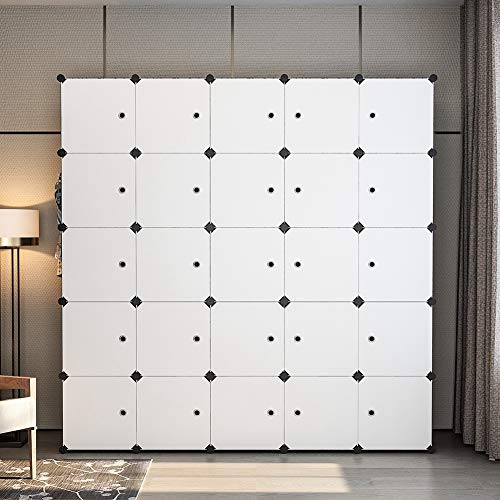 GEORGE&DANIS Portable Wardrobe Closet (71x18x71 inches) Cube Storage Organizer Plastic Dresser Bedroom Armoire Carbinet Shelf, Black