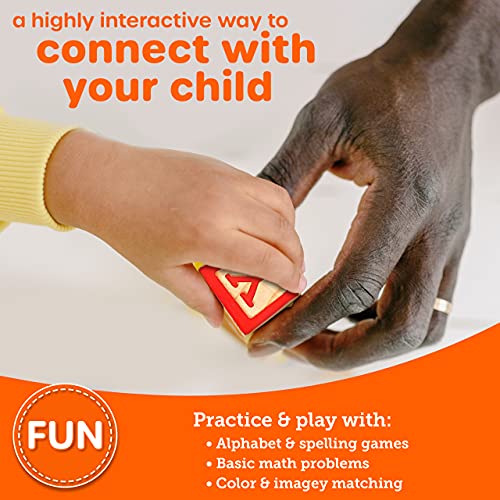 Oaktown Supply Wooden Blocks, 36 Large Stacking And Building Blocks For Toddlers 1-3 Years Old, Colorful Alphabet & Number Icons On Every Side, Educational Toddler Toys #TOP7