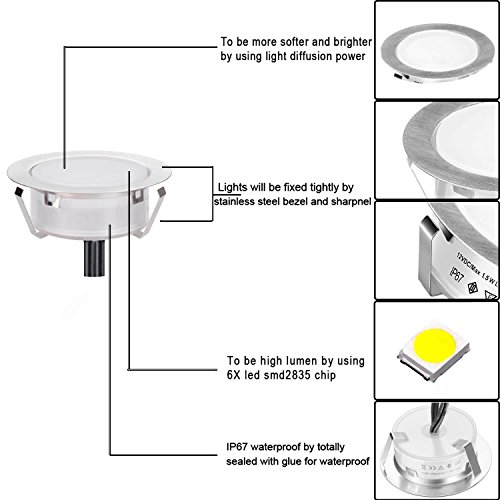 Smy Lighting Recessed Led Deck Lights Kits 6 Pack, (Upgrade Version) Outdoor Led Deck Lighting Waterproof Ip67,Low Voltage Led Lights For Garden,Yard Steps,Stair,Patio,Pool Deck,Kitchen Decoration #TOP3
