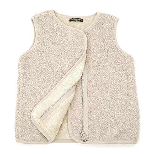 Happy Cherry Girls Fleece Sleeveless Coat Warm Winter Sleeveless Outwear Thick Solid Breathable Vest Lightweight Cotton Waistcoat Beige 7-8Y #TOP14