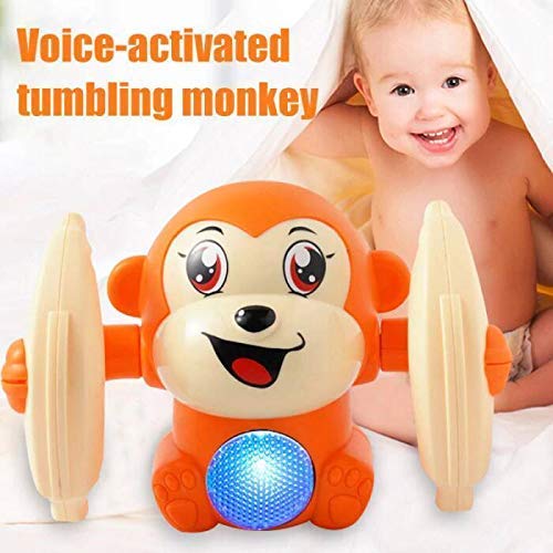 Vibgyor Vibes Light and Sound Funny Rolling Monkey with Banana-Random Colors Will be Sent 1