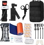 Trousses de survie d'urgence, trousse tactique de premiers secours pour traumatismes militaires, Molle EMT IFAK Pouch Outdoor Gear Tourniquet Bandage Kit de contrôle de saignée pour le camping Randonnée Chasse Voyages Aventures de voiture