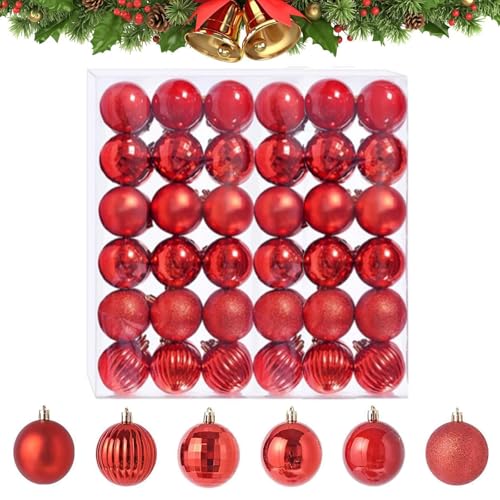 Gleemix Mini Weihnachtskugeln Rot, 36 Stück Rote Weihnachtskugeln, 3...