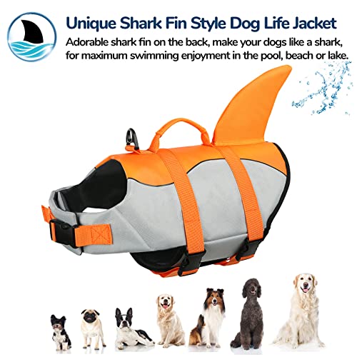 Aofitee Dog Life Jacket, Ripstop Dog Life Vest For Swimming, Shark Dog Safety Vest, Reflective Dog Lifesaver With Superior Buoyancy And Rescue Handle, Dog Float Coat For Small Medium Large Dogs #TOP2