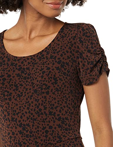 Image of Amazon Essentials Women's Gathered Short Sleeve Crew Neck A-line Dress (Available in Plus Size)