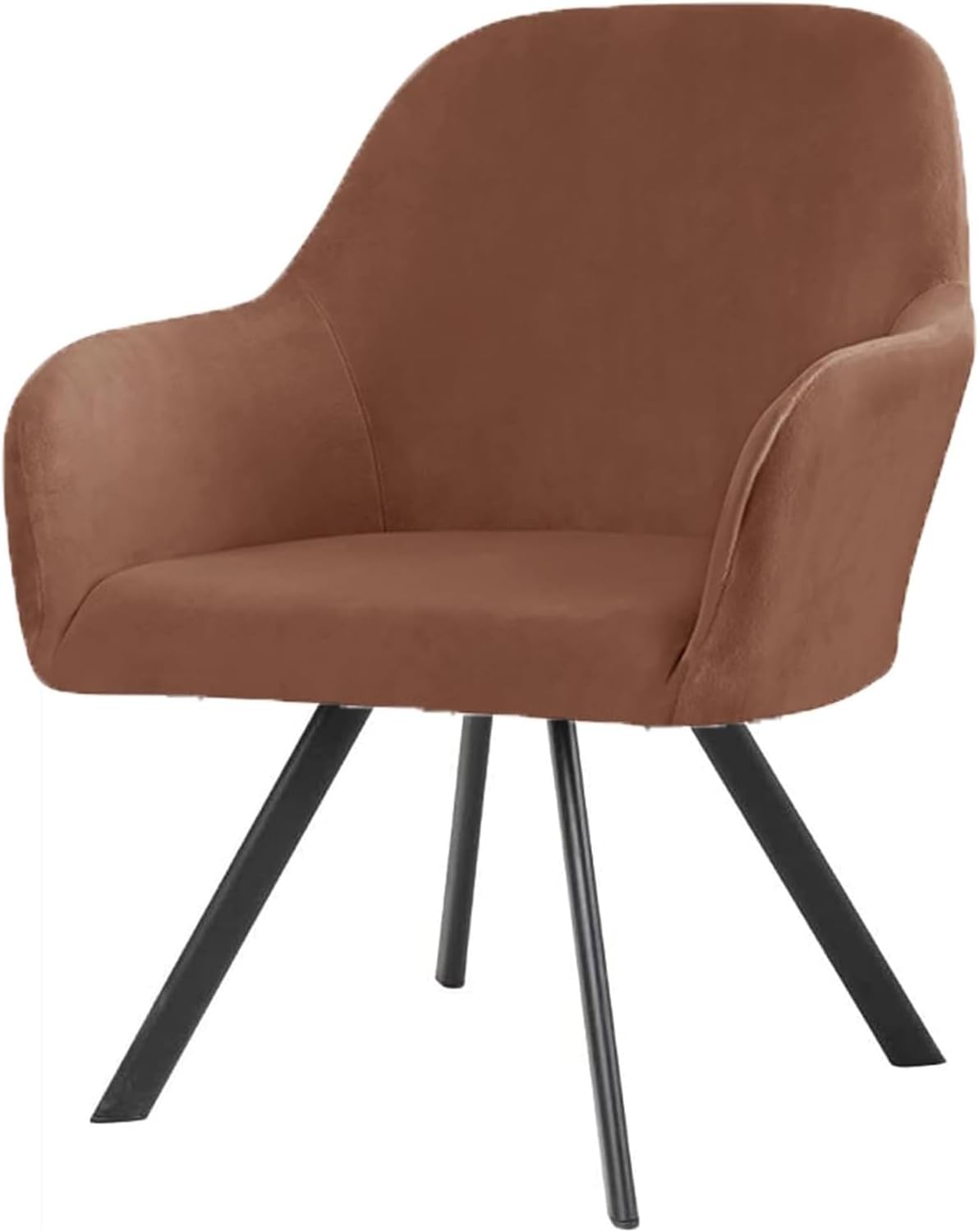 Velvet Dining Chair Covers Slipcovers with Wingback Arms, Stretch Office Computer Chair Slipcovers Curved Dining Room Armchair Protector Covers (Color : Coffee, Size : 6PCS)