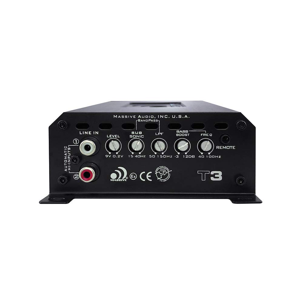 Massive Audio T3 Trident Marine Mono Block Amplifier - 1400 Watts 1 RMS @ 1 Ohm Water Resistant Amplifier, High Level Input & Auto Turn On