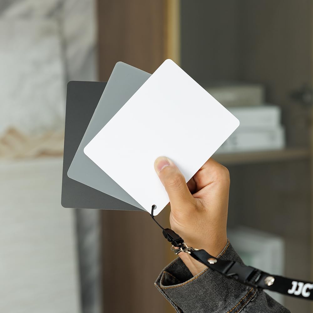 Karta balansu bieli PVC szaro-biała 18% ekspozycji do fotografii dla aparatów DSLR i filmowych, kolorowa kalibracja niestandardowa, karta szachowa do wideo z smyczą i klipsem, 3-w-1 karty balansu