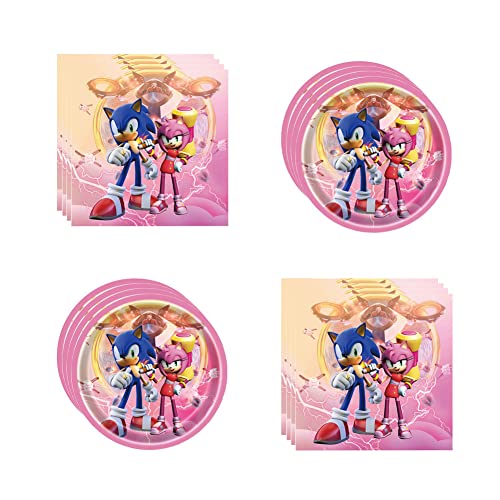 40pcs Sonic Party Suppliesinclude 20 Plates 20 NapkinUsed for pink the Hedgehog Birthday Party Decorationpink